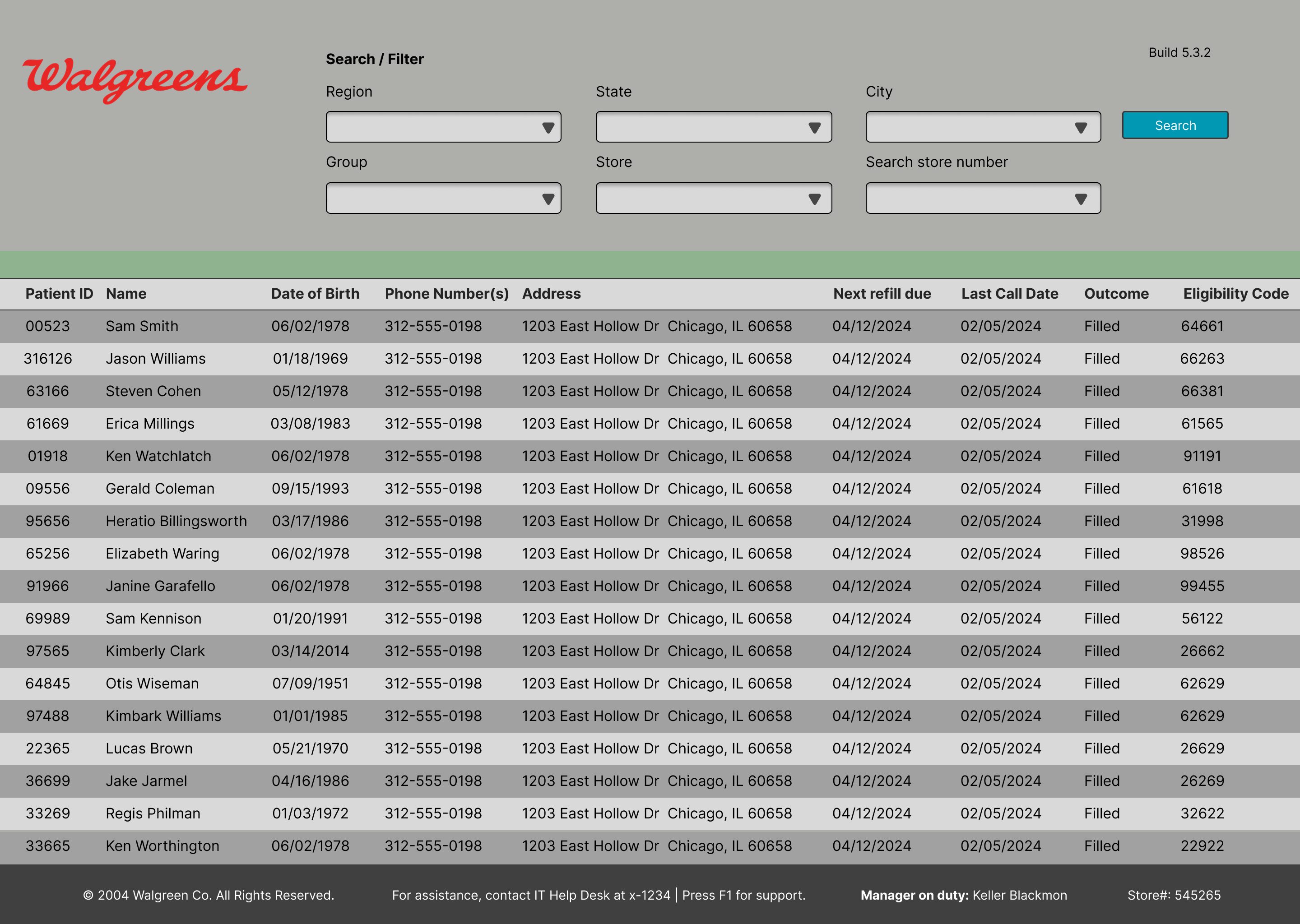 Original patient list view