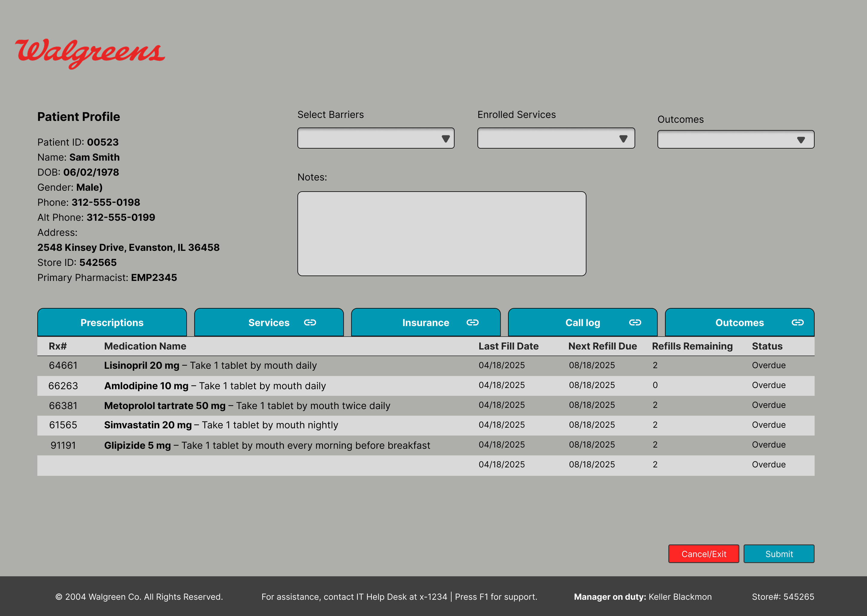 Original patient profile view